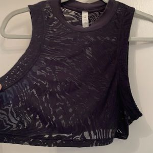 Athleta black sheer crop top